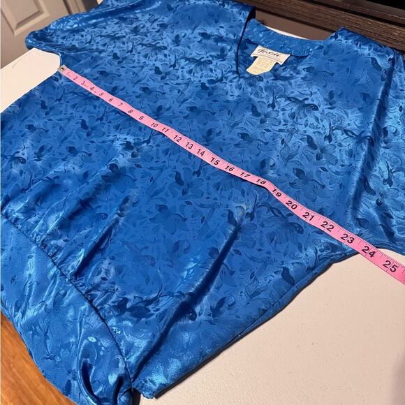 Vintage Teddi of California Blue Blouse w/ Side Tie USA Women's Oversized Small - Picture 12 of 12